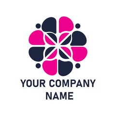 Abstract Floral Logo with Pink and Black Geometric Shapes – Modern Creative Business Branding Design