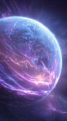 Obraz premium Celestial Orb - Ethereal Glow of a Purple and Blue Alien Planet.