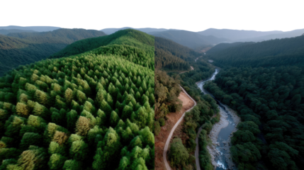 Mountain Vista: A breathtaking aerial view of a verdant mountain range, showcasing the splendor of nature with a winding river carving its path through the terrain. 