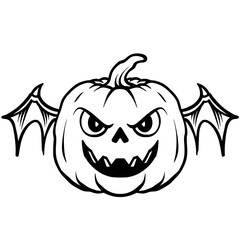 Pumpkin with wings cartoon character hand drawing style