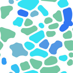 Colorful abstract organic shape print seamless pattern illustration in retro style. Trendy primary color background with creative drawing.