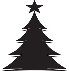 Christmas tree silhouette vector black and white line art holiday pine tree clipart design,Christmas tree silhouette vector,Black and white Christmas tree,Minimal pine tree clipart.