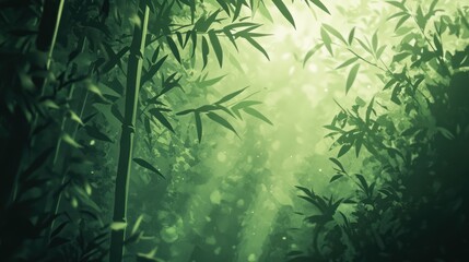 Green bamboo forest pathway