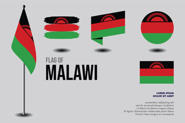 Set of Malawi flag in 5 designs