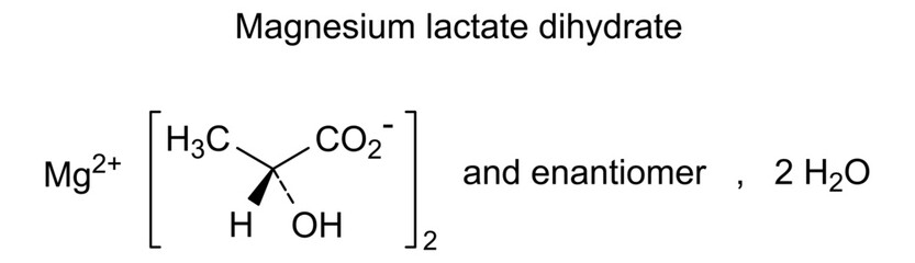 Chemical structure of magnesium lactate dihydrate, drug substance