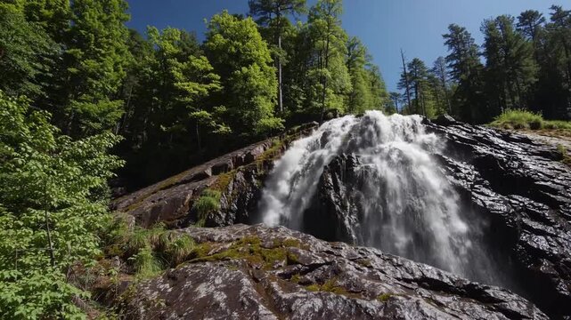 graphic Shot of Water Falling and Cascading Down Cascade Falls Located in State Park