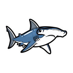 Fototapeta premium Hammerhead shark sea life vector illustration