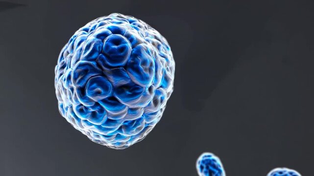 3D Rendered Illustration of Blue Candida Auris Fungal Cells