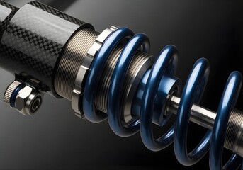 A high-tech shock absorber from an F1 car, engineered for racing performance.