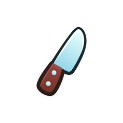 Isolated flat 3d Kitchen knife icon for game, interface, sticker, app. The sign in a cartoon style for match 3, arcade, rpg. The blade sprite for craft element in hyper casual mobile game.