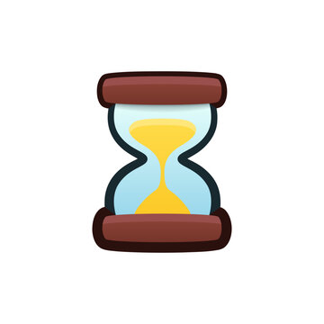 Isolated flat 3d Hourglass icon for game, interface, sticker, app. The sign in a cartoon style for match 3, arcade, rpg. The sand timer sprite for craft element in hyper casual mobile game.