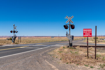 Empty Train Crossing in Arizona Near Monument Valley, USA