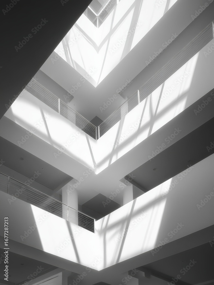 Poster geometric harmony in architecture captivating abstract composition of light and shadow showcasing th