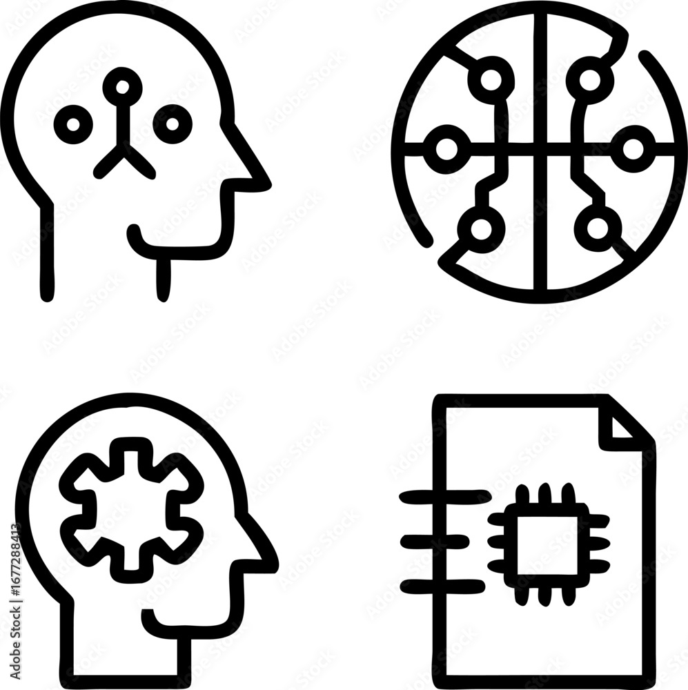 Poster data science and neural network concept for technology integration with human thinking process