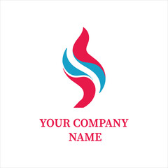 Abstract Red and Blue Flame Logo Design Template for Business Branding on White Background