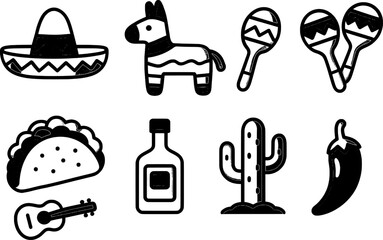 Mexican Culture Icon Set – Colorful Flat Vector Illustration
