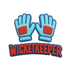 Fototapeta premium Wicketkeeper gloves and text isolated on transparent background