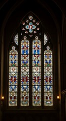 Magnificent Gothic Church Stained Glass Window Interior Design