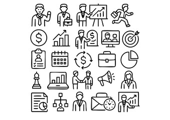 Professional Businessman Icon Set, Corporate Office Vector Collection, Executive Jobs & Management Symbols
