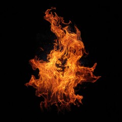 Fiery orange flames against black background
