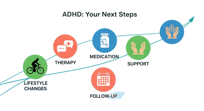 Adhd focus tools in remote work adhd your next steps towards managing the disorder isolated on transparent background