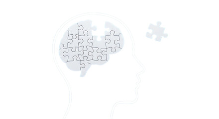 Adhd focus tools in remote work brain puzzle with missing piece representing adhd isolated on transparent background