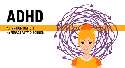Adhd focus tools in remote work adhd attention deficit hyperactivity disorder with confused girl isolated on transparent background