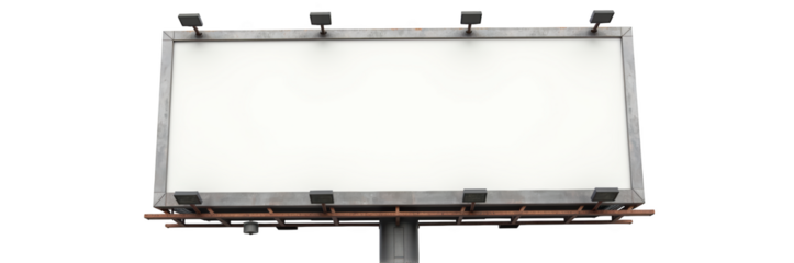 Empty billboard with metal frame and multiple lights, ideal for advertising or promotional displays
