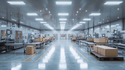 Fototapeta premium modern factory with packaging machines