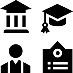 Academic icons symbolizing education achievements and learning journey, perfect for university or school projects.