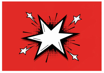 Fototapeta premium Pop Art Style Starburst Explosion with White Star Center.