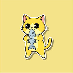 Cute cartoon cat stickers featuring playful poses: