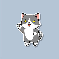 Cute cartoon cat stickers featuring playful poses: