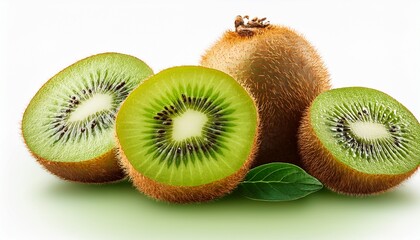 Fototapeta premium illustration of fresh juicy sliced kiwi fruit on transparent background