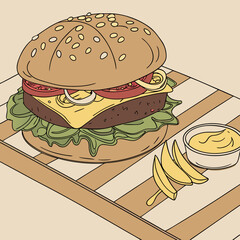 vector illustration of a hamburger