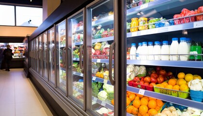 Fototapeta premium refrigerator rack in a supermarket