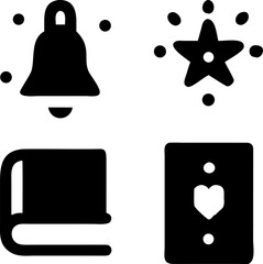 Icon set for celebrations, love, and knowledge, perfect for modern design projects