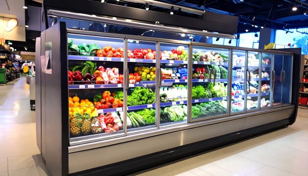 refrigerator rack in a supermarket