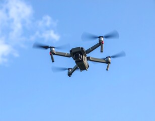 Drone in flight against a clear sky