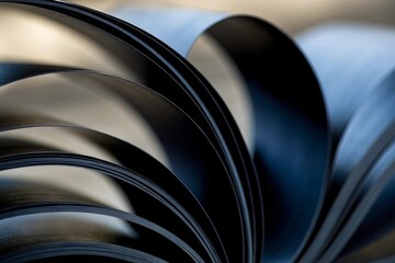 Close-up of curved black metal strips