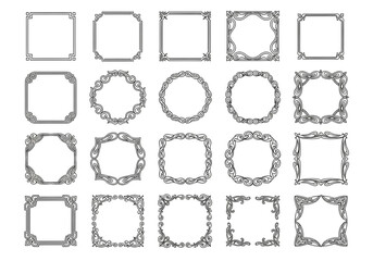 Elegant ornate frames collection vintage decorative borders set for design and craft projects