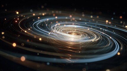 Obraz premium Galactic Vortex: A breathtaking cosmic swirl of light and energy. The image showcases a radiant display of swirling light and particle movement.