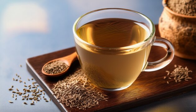 cumin seed tea jeera water for weight loss served in a glass mug