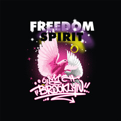 Editable written text freedom spirit t shirt design