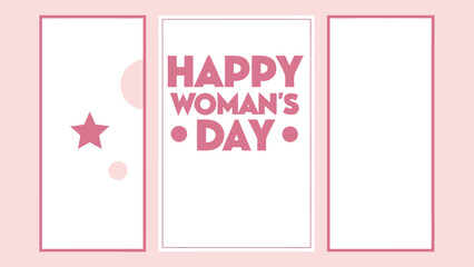 Pink flat design illustration with happy womans day text