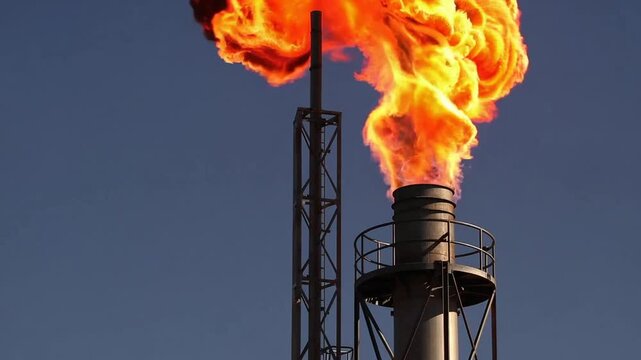 Gas Flares Venting in the Permian Basin Oil Fields of New Mexico USA