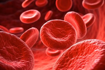 x-default Microscopic View of Red Blood Cells in Bloodstream