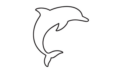 Dolphin fish animal silhouette. Dolphin vector. Dolphin in silhouette. Dolphin line icon. 