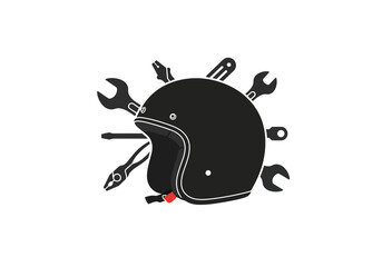 Motorcycle Helmet Repair Tools Graphic Design.
