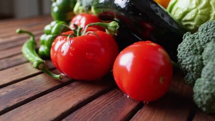 Collection of nutritious food items representing dietary fiber, including tomatoes, peppers, zucchini, eggplant, broccoli, cabbage, carrots, and peas